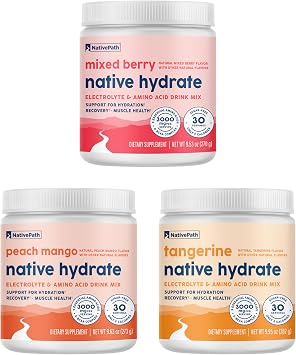 NativePath Hydrate Mixed Berry, Peach Mango, and Tangerine Trio Jar Bundle