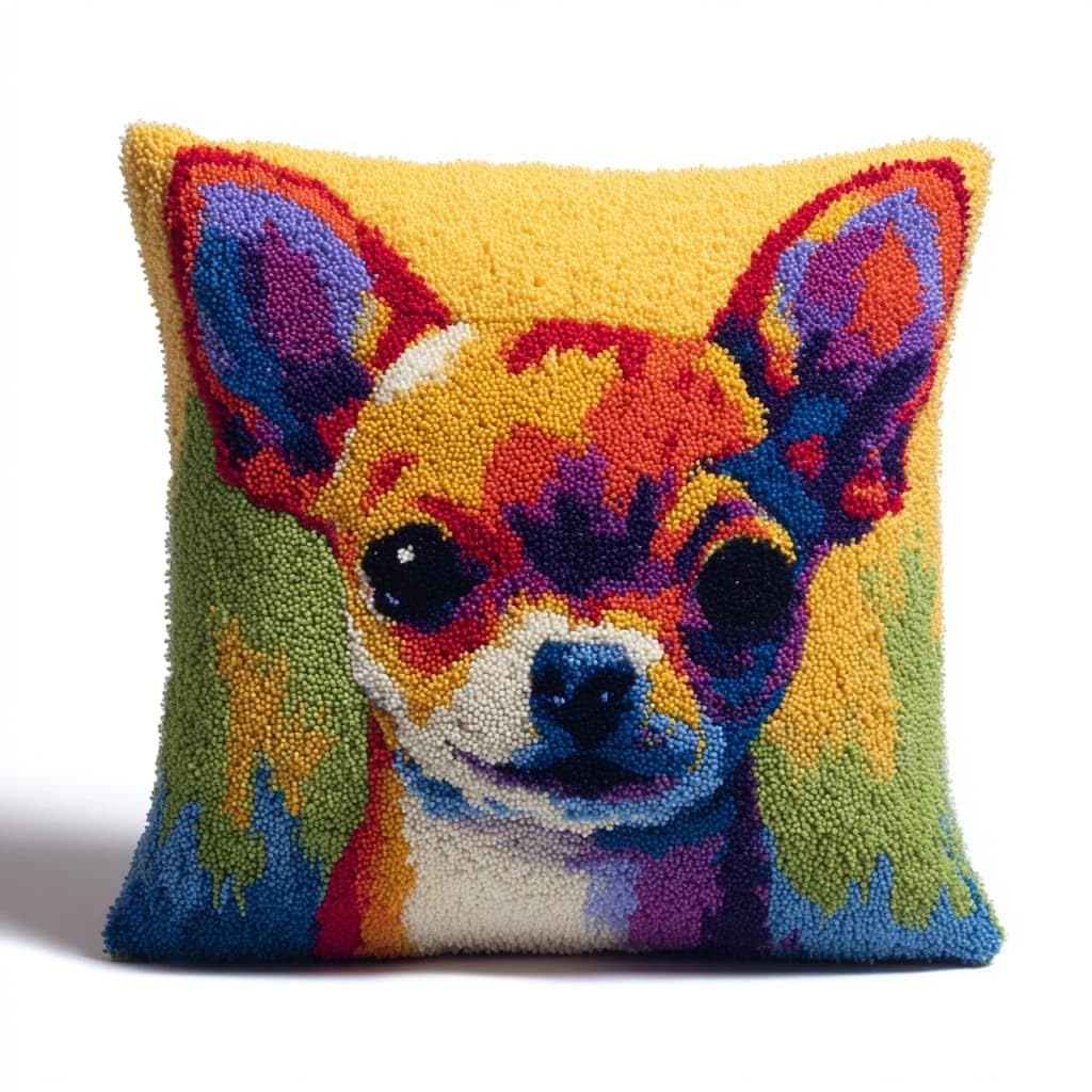 WallustrioaW Latch Hook Cushion Kits,Animal Dog