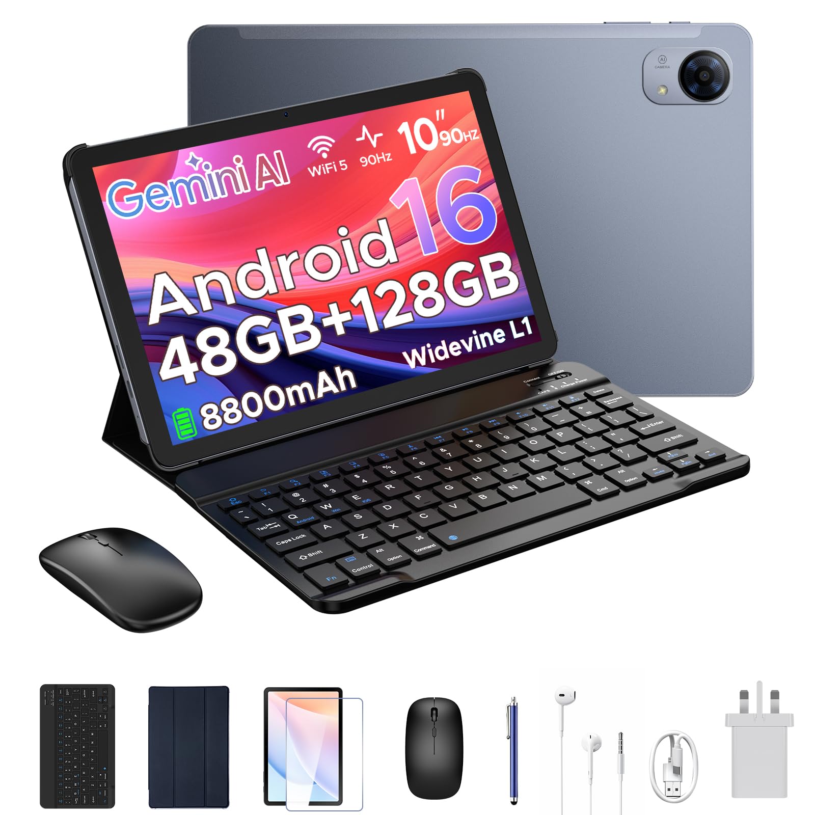 P10 PRO 10 Inch Tablet, Android 16 Tablet, 120Hz 48GB+128GB/TF 2TB