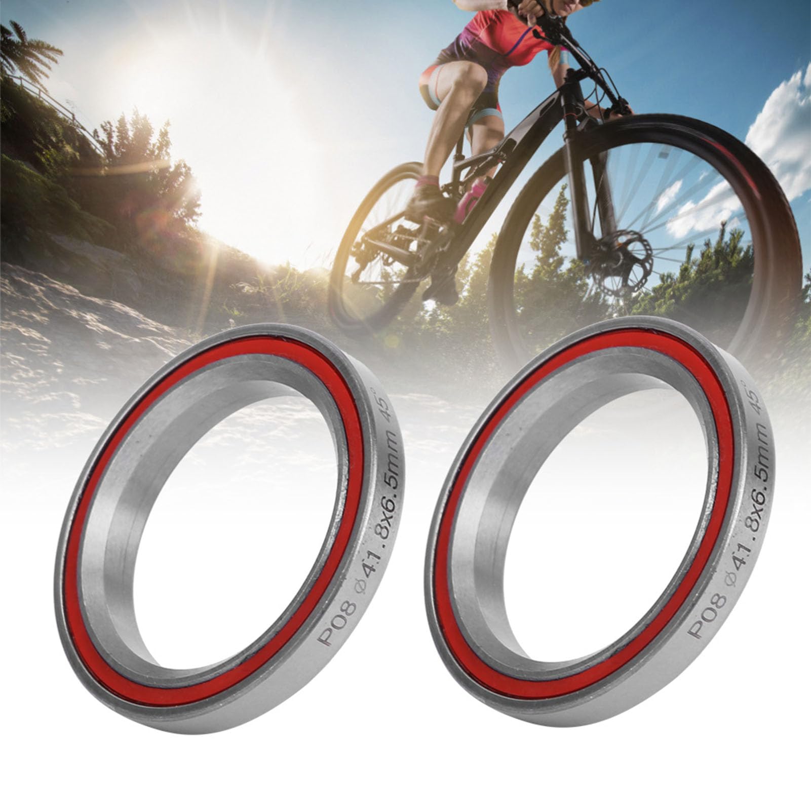41.8mm Headset Bearings, 2PCS Heavy Duty Sealed Bicycle Bearings for Mountain Road Bikes, Double Sealed Bearings