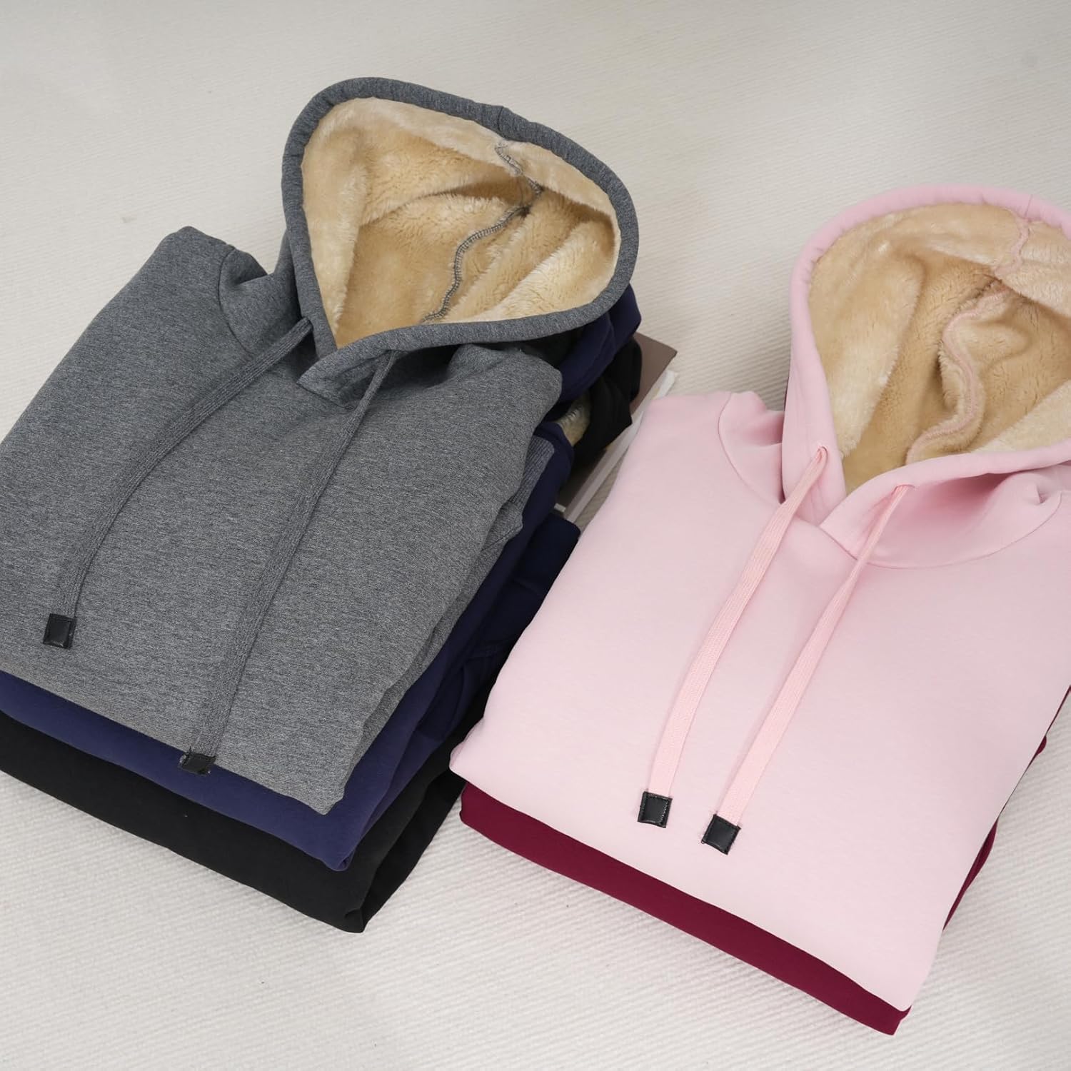 Flygo Women's Sherpa Fleece Lined Hoodie Winter Warm Thermal Heavyweight Plain Pullover Thicken Sweatshirt Tops with Pockets - Image 6