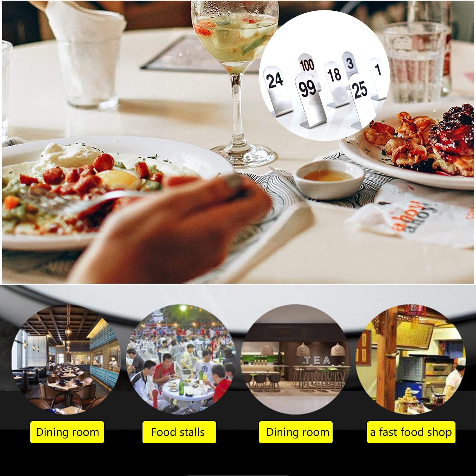 50 Stück Tischnummernschilder Edelstahl - Doppelseitig Für Restaurant & Bar