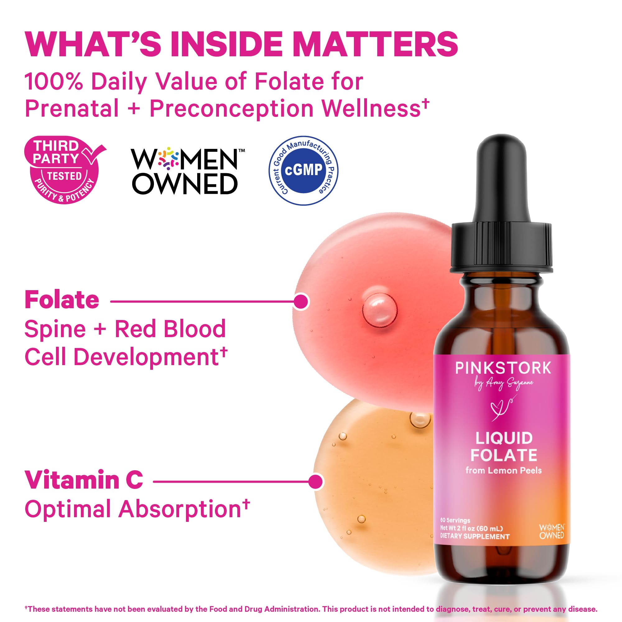 Pink Stork Liquid Folate Drops, 5-MTHF Methylfolate B9 Vitamin, 2 fl oz — Amazon image 2
