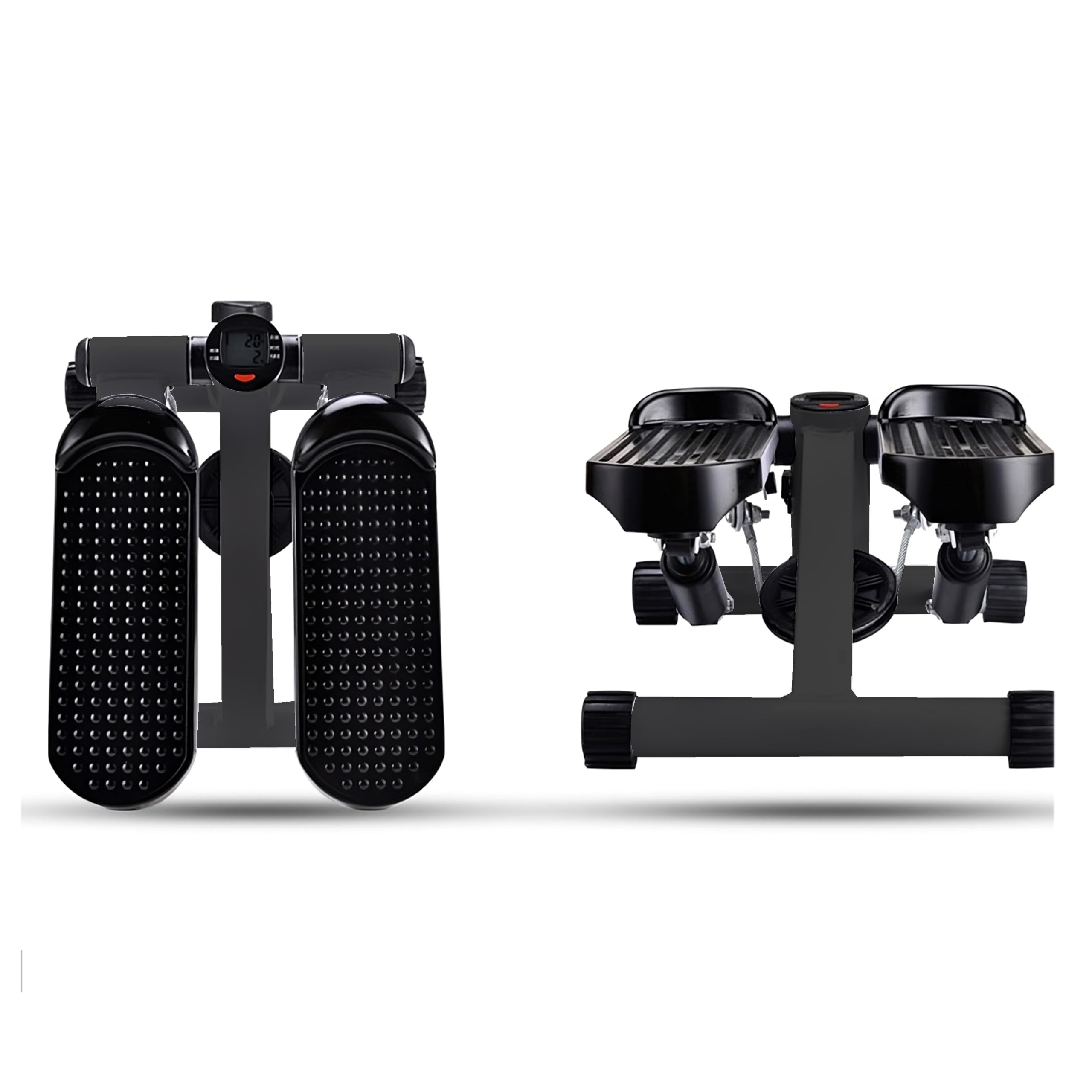 Retoo Stepper für Zuhause mit LCD Display & Widerstandsbändern, Stepper bis 100 kg, Ganzkörpertraining für Beine & Arme, Kompaktes Fitnessgerät mit Hydrauliksystem, Schwarz