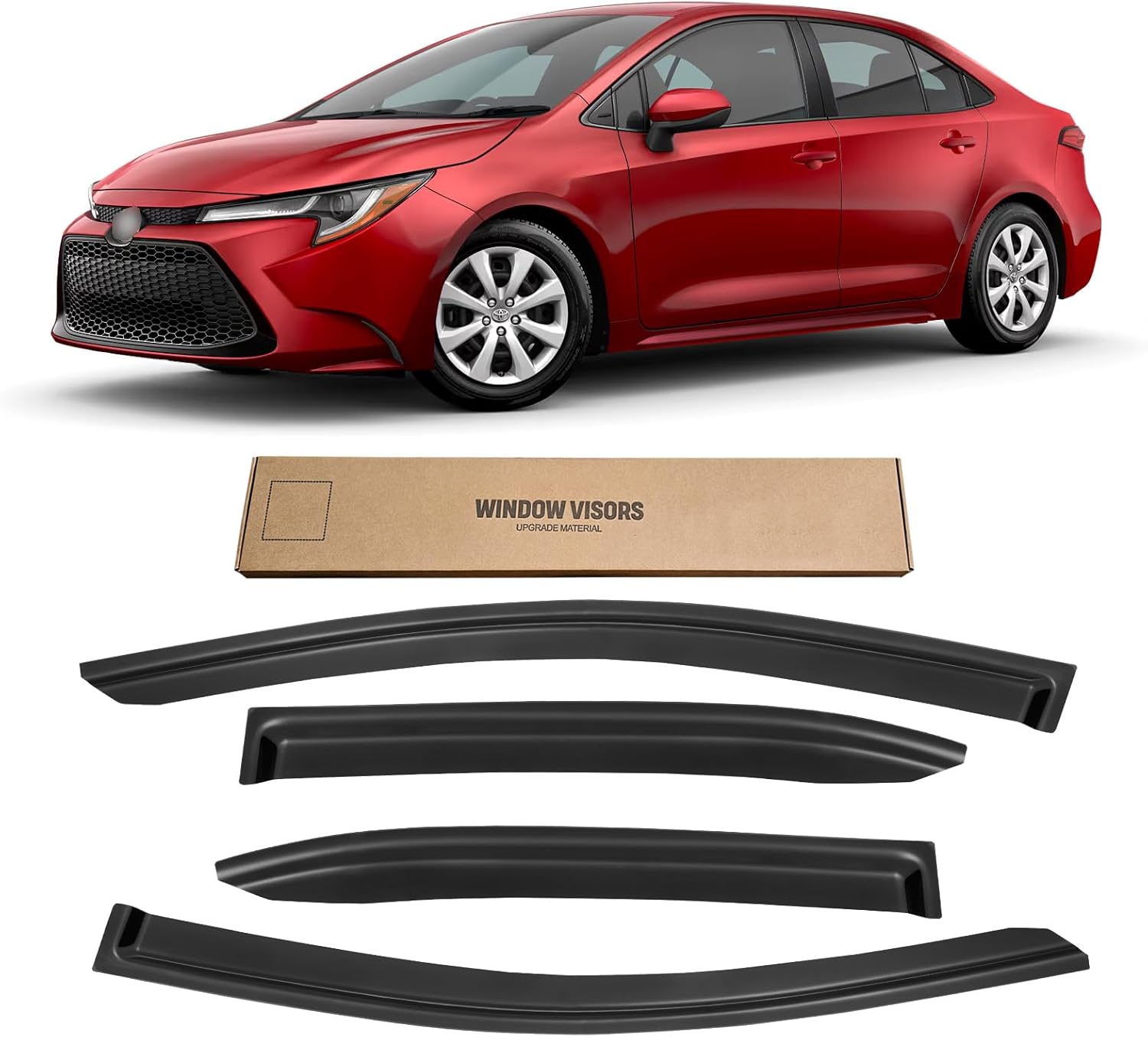 Window Visor for 2019-2025 Toyota Corolla Sedan, Out-Channel Rain Guards Shields Vent Shade Deflector Wind Dark Smoke Ventshade Ventvisor 2020 2021 2022 2023 2024 19 20 21 22 23, Outside-Mount, 4PCS