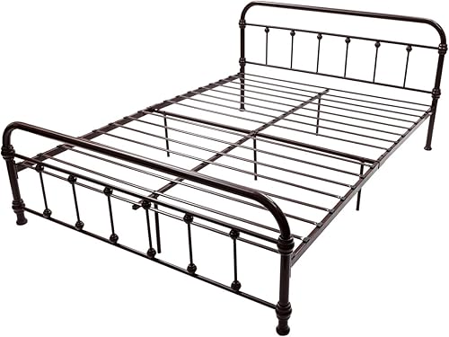 Miniatura 5 de Giantex - Marco de cama con plataforma de tamaño queen, marco de metal con cabecero y pie de pie, lámina de acero y soporte de 9 patas para el