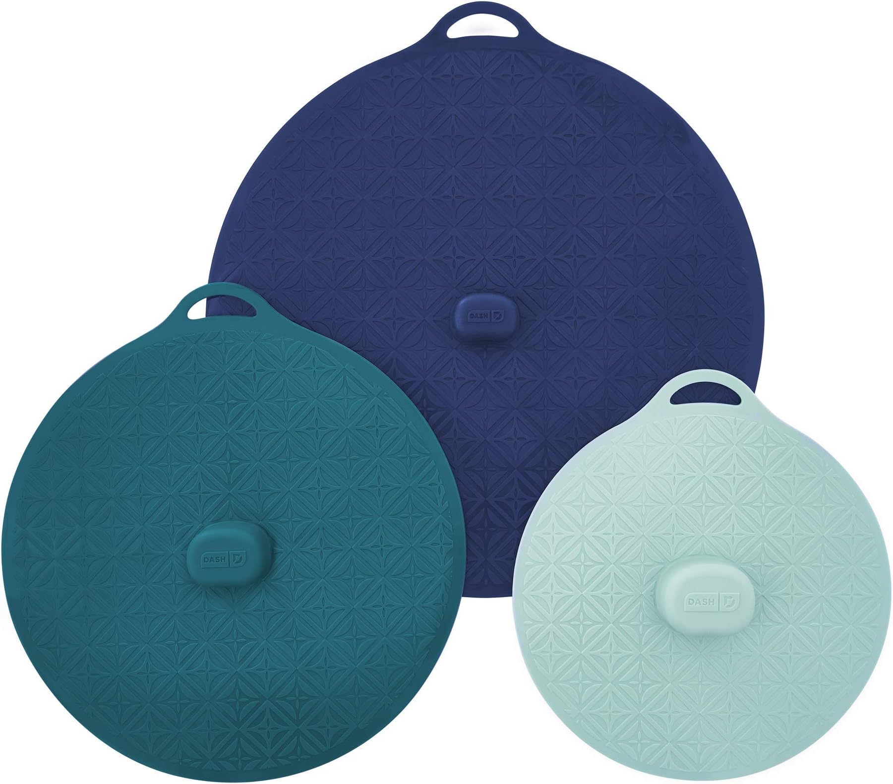 Dash Multi-Function Silicone Lids - Multi-Size for an Airtight Seal - BPA-Free, Reusable Silicone Lids for Cooking and Storage - Turquoise, Teal, and Midnight - 8-, 10-, and 12-Inch