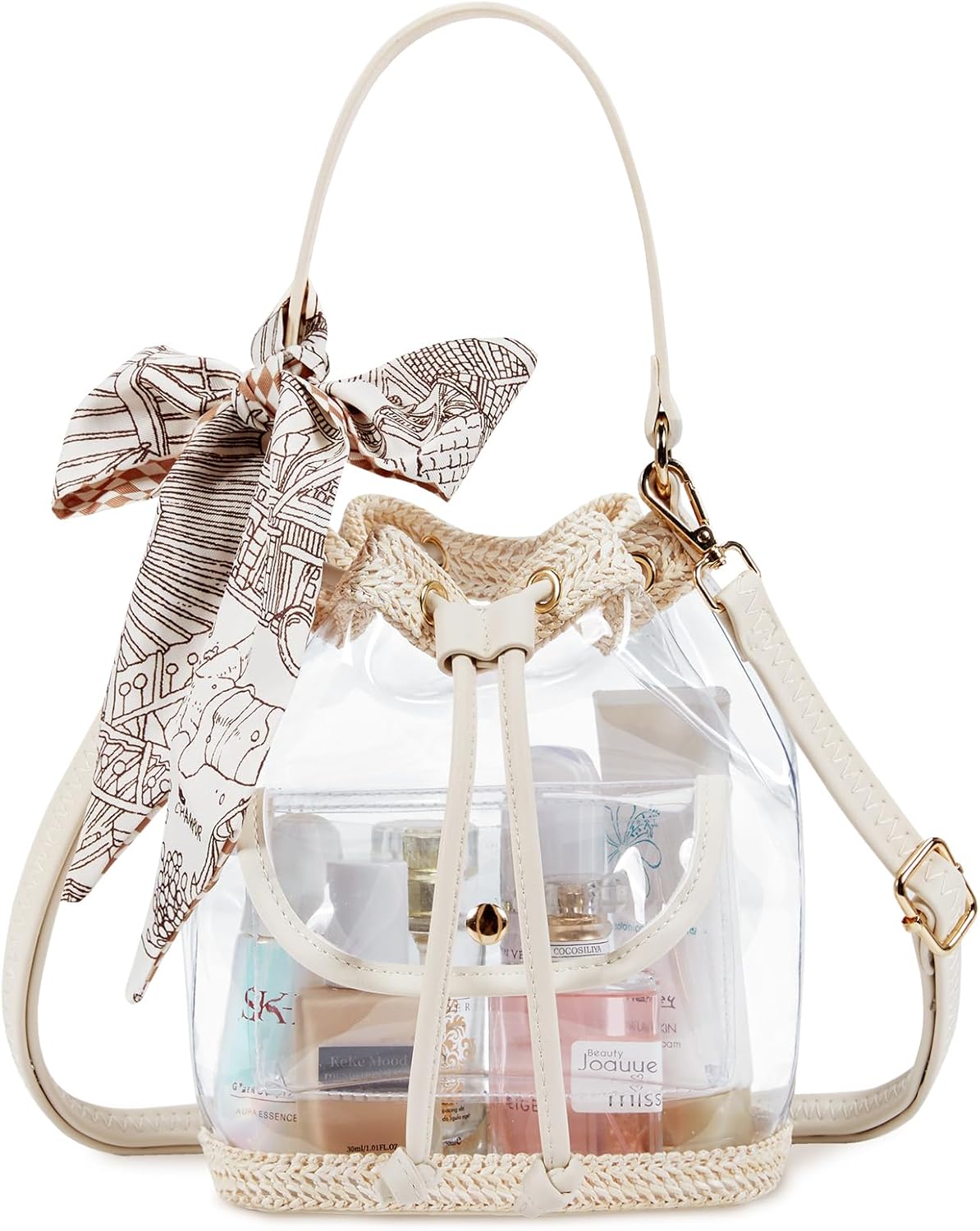 Missnine Clear Bag for Stadium Approved, Clear Crossbody Bucket Bag Transparent PVC Purse for Women, Concert Stadium Events