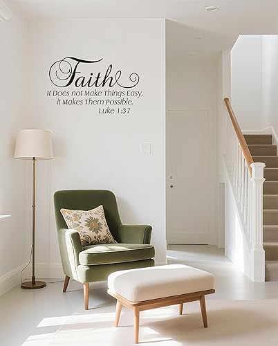 Calcomanías de pared cristianas con texto inspirador, Faith It Does Not Make Things Easy It Makes Them Possible Lucas 137 - Calcomanías de pared con