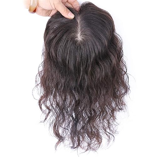Miniatura 2 de Extensiones de cabello rizado con parte superior de seda de 3.5 x 5.5in, con clip de cierre, para cabello fino, 14", Negro natural