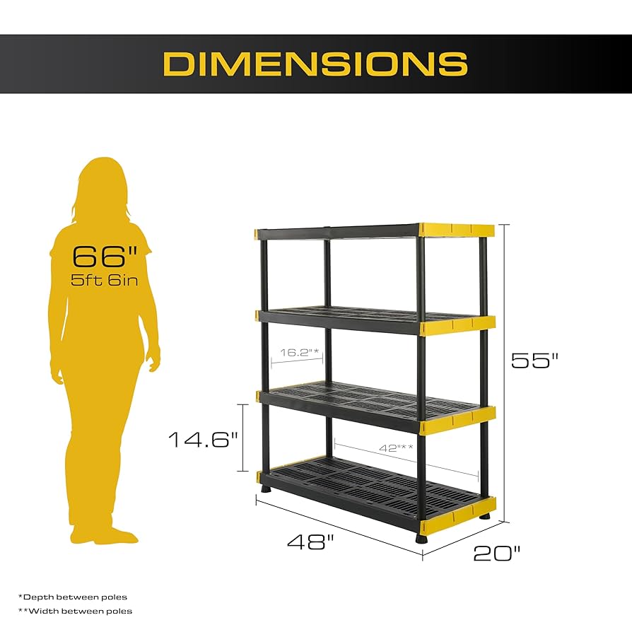 Amazon.com: BLACK & YELLOW, 4-Tier Heavy Duty Plastic