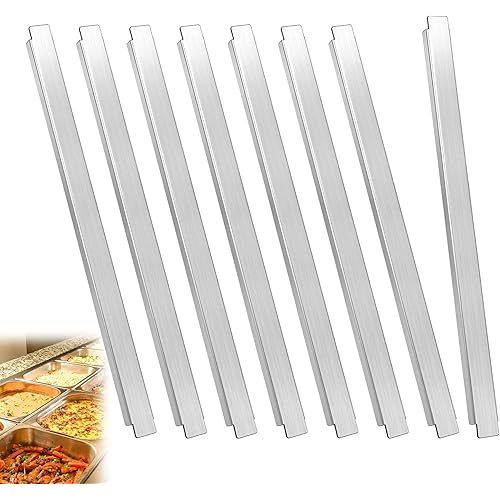 8 Pack 12 Inch Stainless Steel Steam Table Adapter Bars, Durable Metal Cooler Food Divider Rods for Hotel Restaurant Pan Home Kitchen Catering Commercial Food Service Accessories