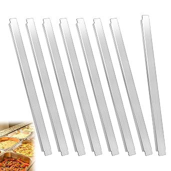 8 Pack 12 Inch Stainless Steel Steam Table Adapter Bars, Durable Metal Cooler Food Divider Rods for Hotel Restaurant Pan Home Kitchen Catering Commercial Food Service Accessories