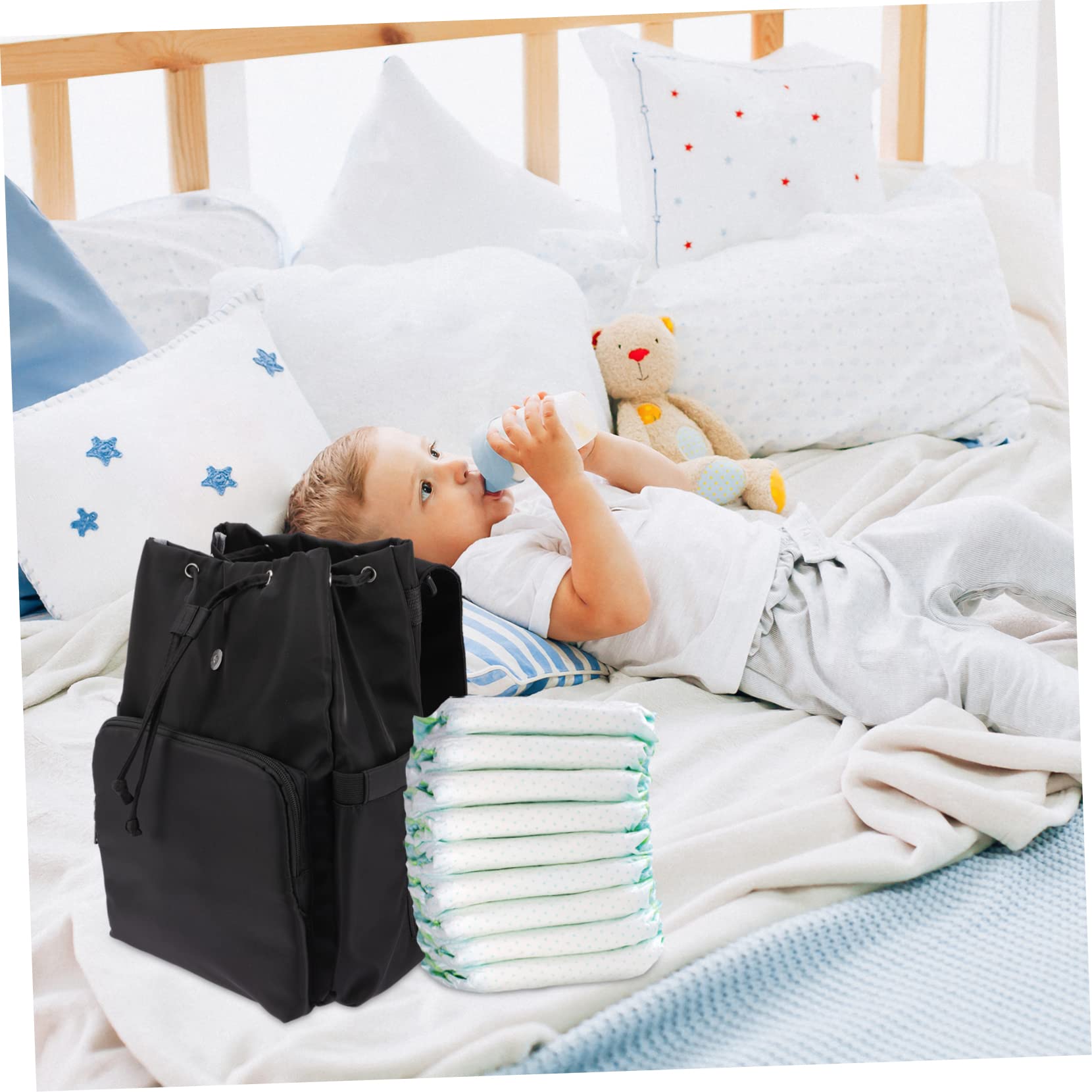 DECHOUS Zaino Per Pannolini Borsa Cambio Bimbi Coulisse Organizer Grande Capacità Per Ragazzo Ragazza Mamma Viaggio Quotidiano