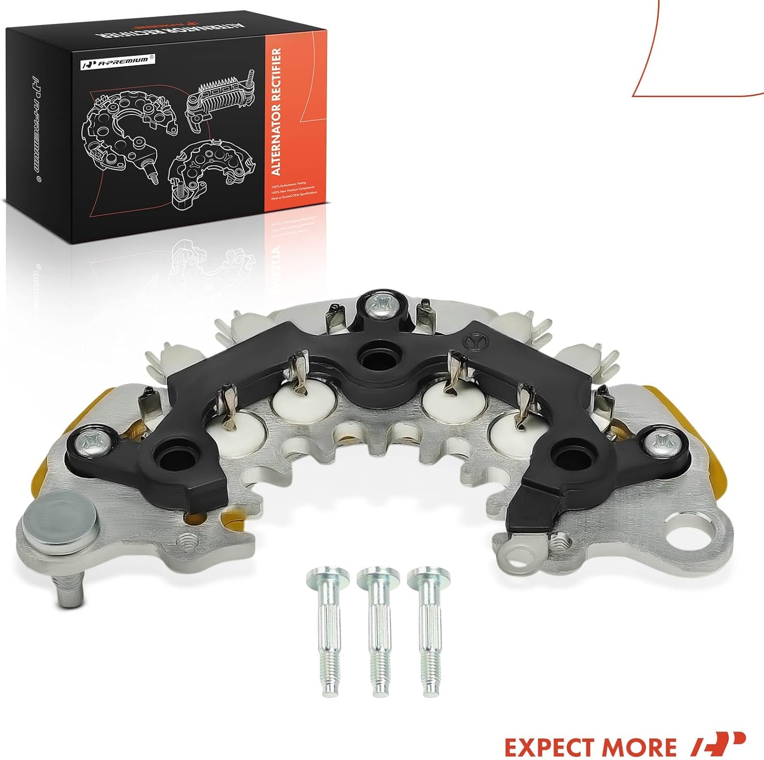 A-Premium Alternator Rectifier Compatible with Nissan Altima 2002-2006, Sentra 2002-2006, Murano 2003-2007, Maxima 1998-2003 & Infiniti I30 1998-2001, I35 2002-2004, 12V Rectifier, 8-35A Diodes