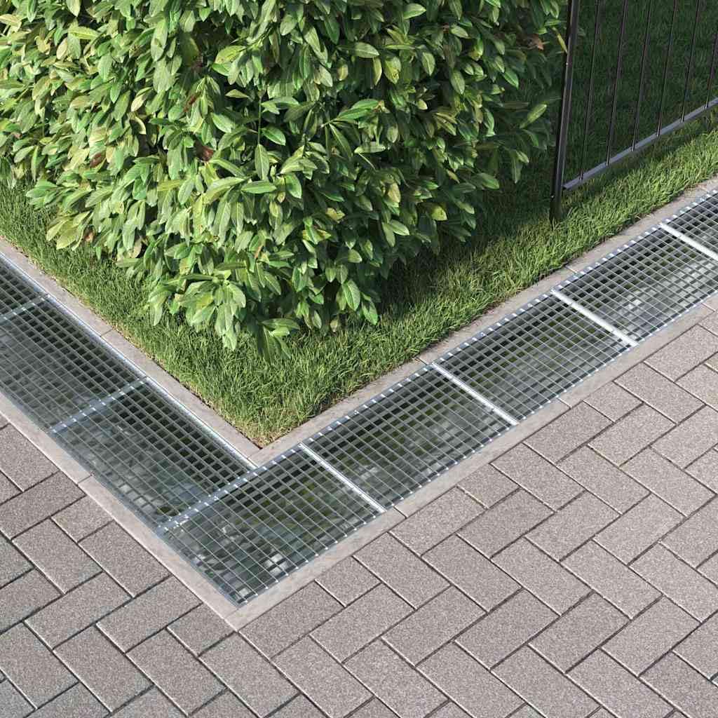 Tomostar Grille de Drainage, Grille Caniveau Extérieur Couvercle de Drainage Grilles Caillebotis Acier Galvanisé Argent 50x35x2 cm