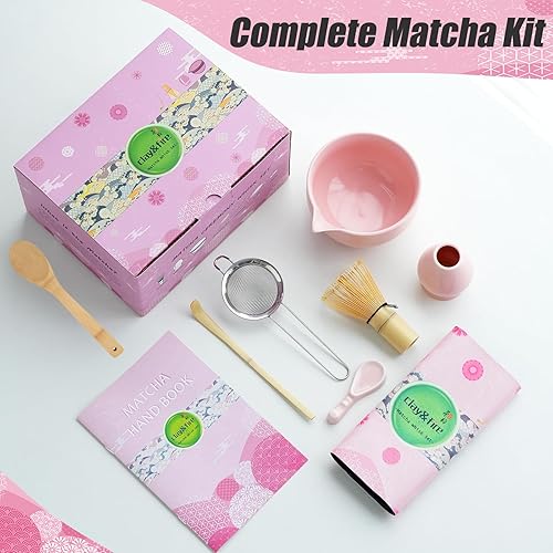 Miniatura 5 de Clay&Fire Juego de batidor de matcha, juego de 9 piezas de cerámica matcha, regalos para mujeres, cuenco de matcha con boquilla y batidor, kit de