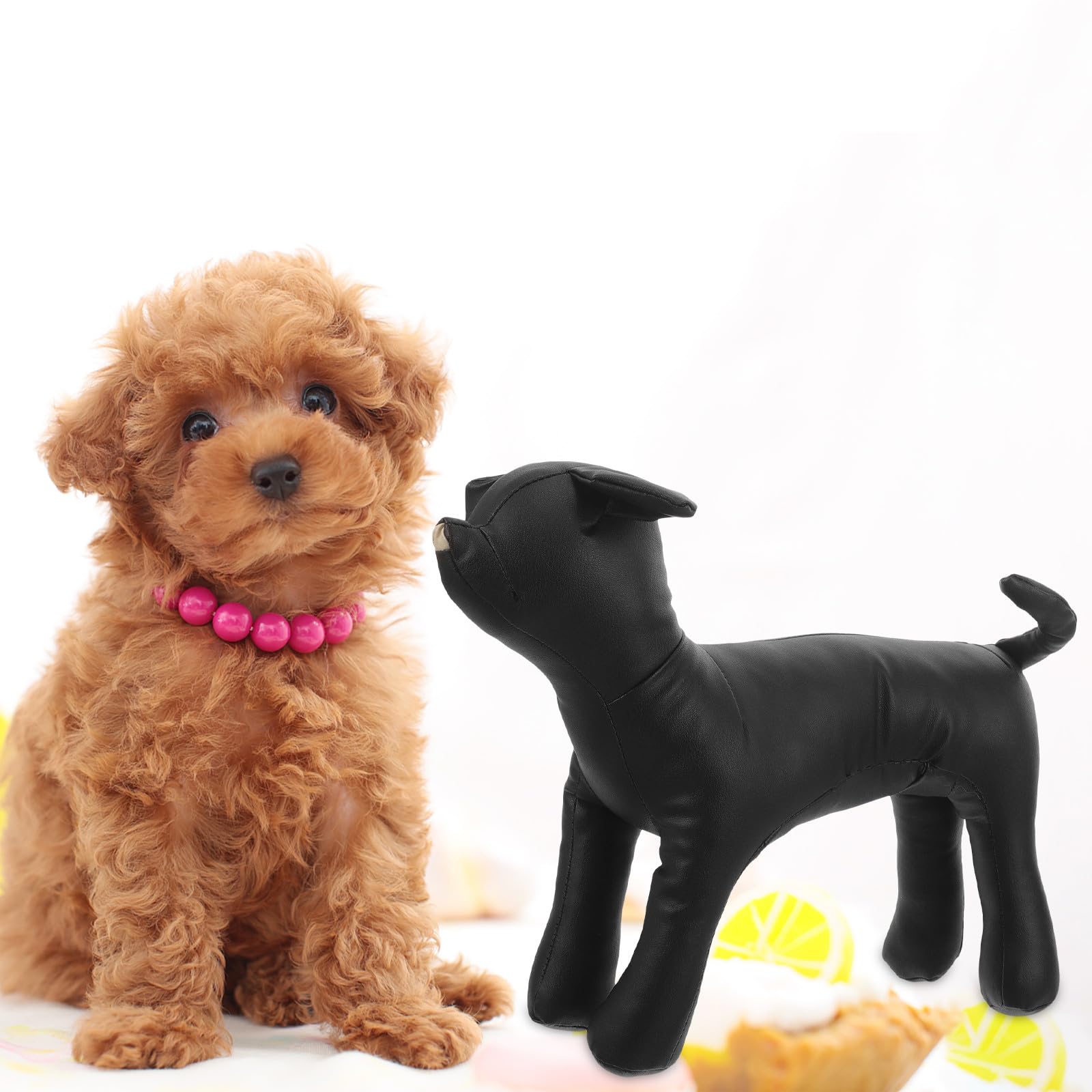 Levemolo Maniquí para Exhibición de Ropa para Mascotas de Perro de Cuero PU Figura Clásica Negra , Fácil de Limpiar Adecuada para Tiendas de Mascotas