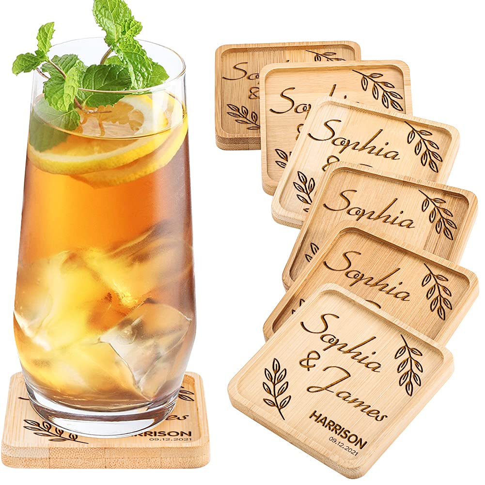 Silveroy Personalized Drink Coasters Silveroy Custom Coaster Set Of 6 With ...