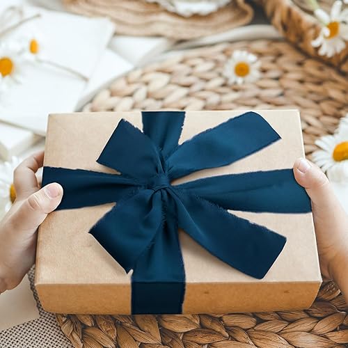 Vista 114 de Burgundy Dark Red Silk Ribbon 1-1/2 Inch x 21Yds Handmade Fringe Silky Chiffon Frayed Fabric Ribbon for Gift Wrapping, Flower Bouquet, Wedding