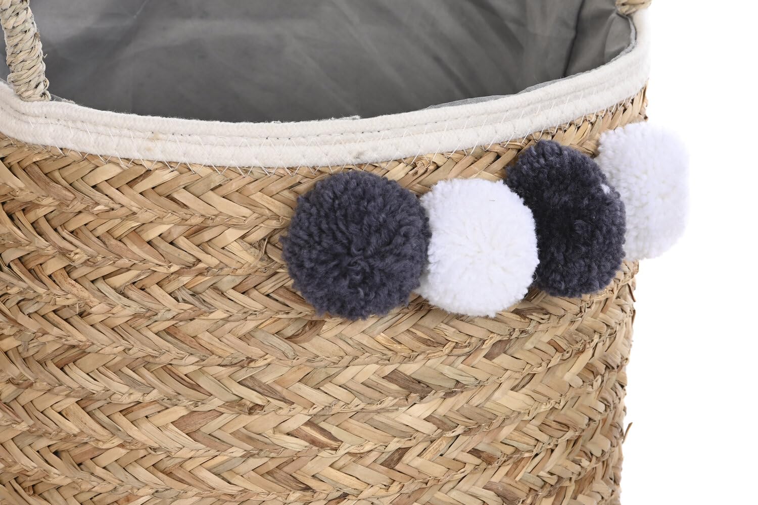 Cesta Set 3 Fibra Algodon 41x37x36 Pompon Natural 37x41x36 cm