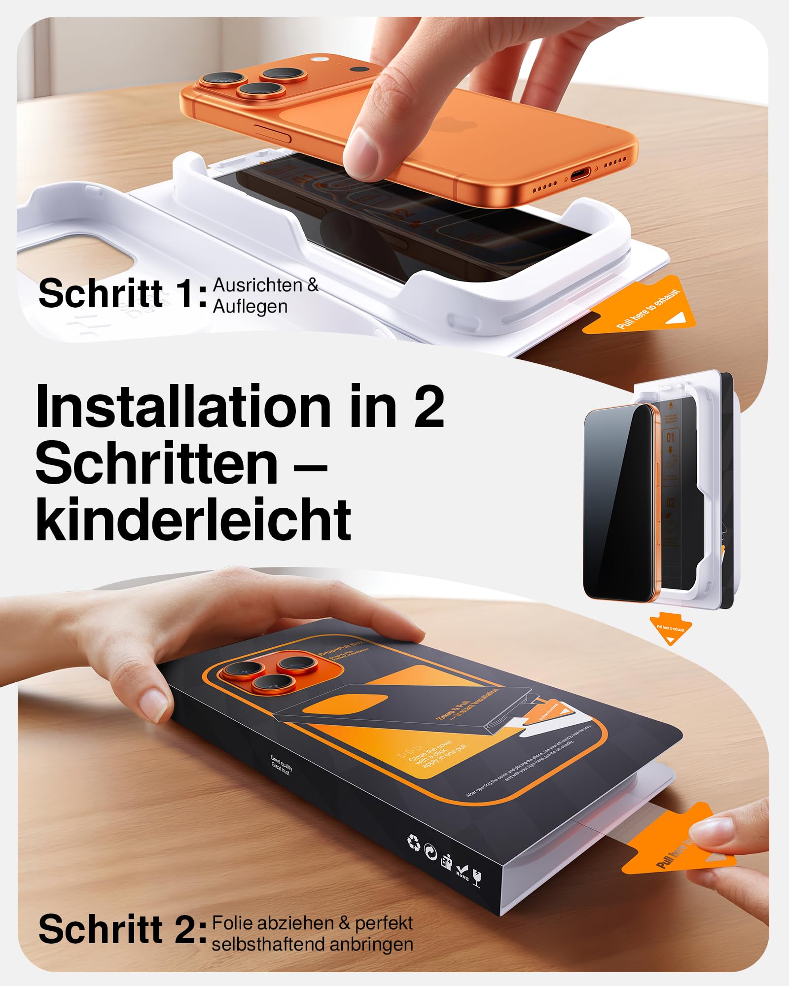 SMARTDEVIL 2 Stück Panzerglas für iPhone 17 Pro, Blickschutz Schutzfolie, Militärischer Fallschutz, 9H Härte, Anti-Spy Privacy Glas, Schnelle & Einfache Installation, Hüllenfreundliches Design