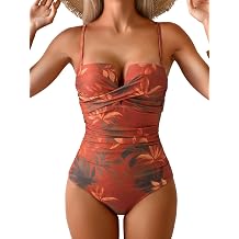 Eomenie Womens Push Up Wrap Front Swimsuit One Piece Tummy Control Bathing Suits Bandeau Support Slimming Swimwear