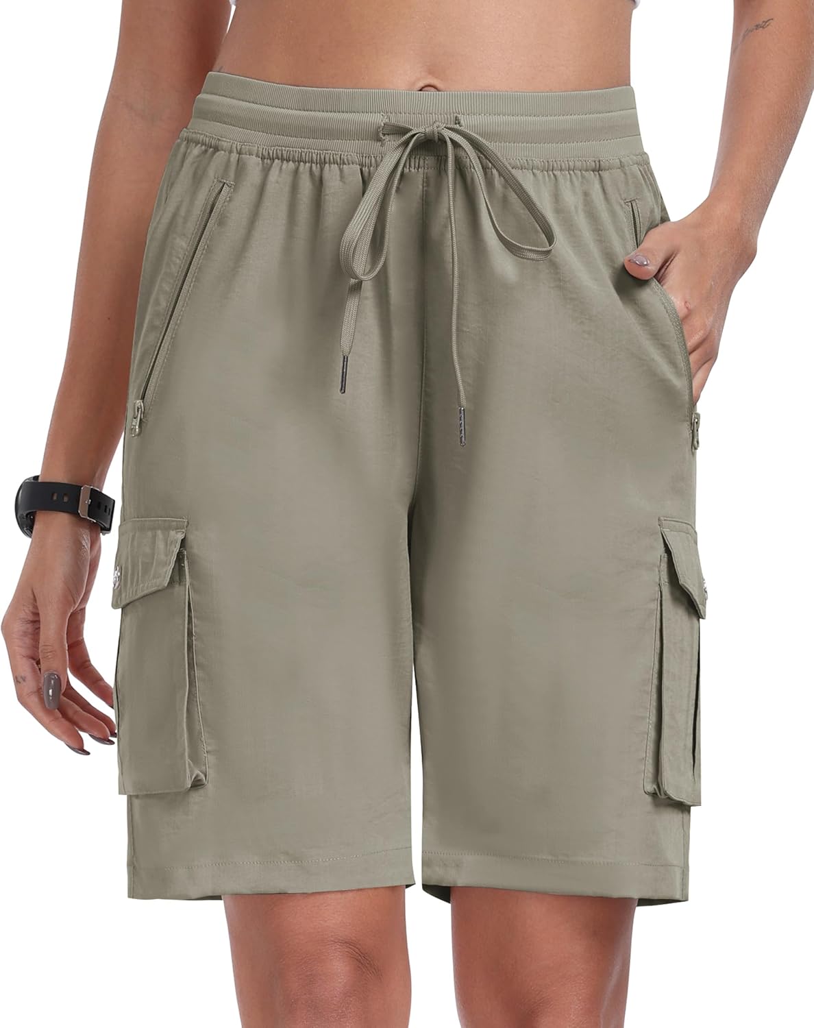 MoFiz Women's Cargo Shorts Quick Dry Athletic Shorts Lightweight Running Summer Hiking Shorts with Pockets - Image 2