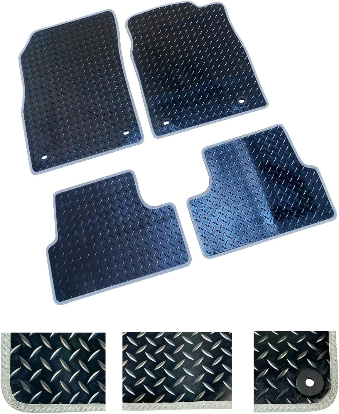 Tailored Rubber Car Mats - Compatible with Toyota IQ 2009-2015 - Non-Slip Rubber Mats - 5 pc Car Floor Mats with 4 clips - Choice of Colours