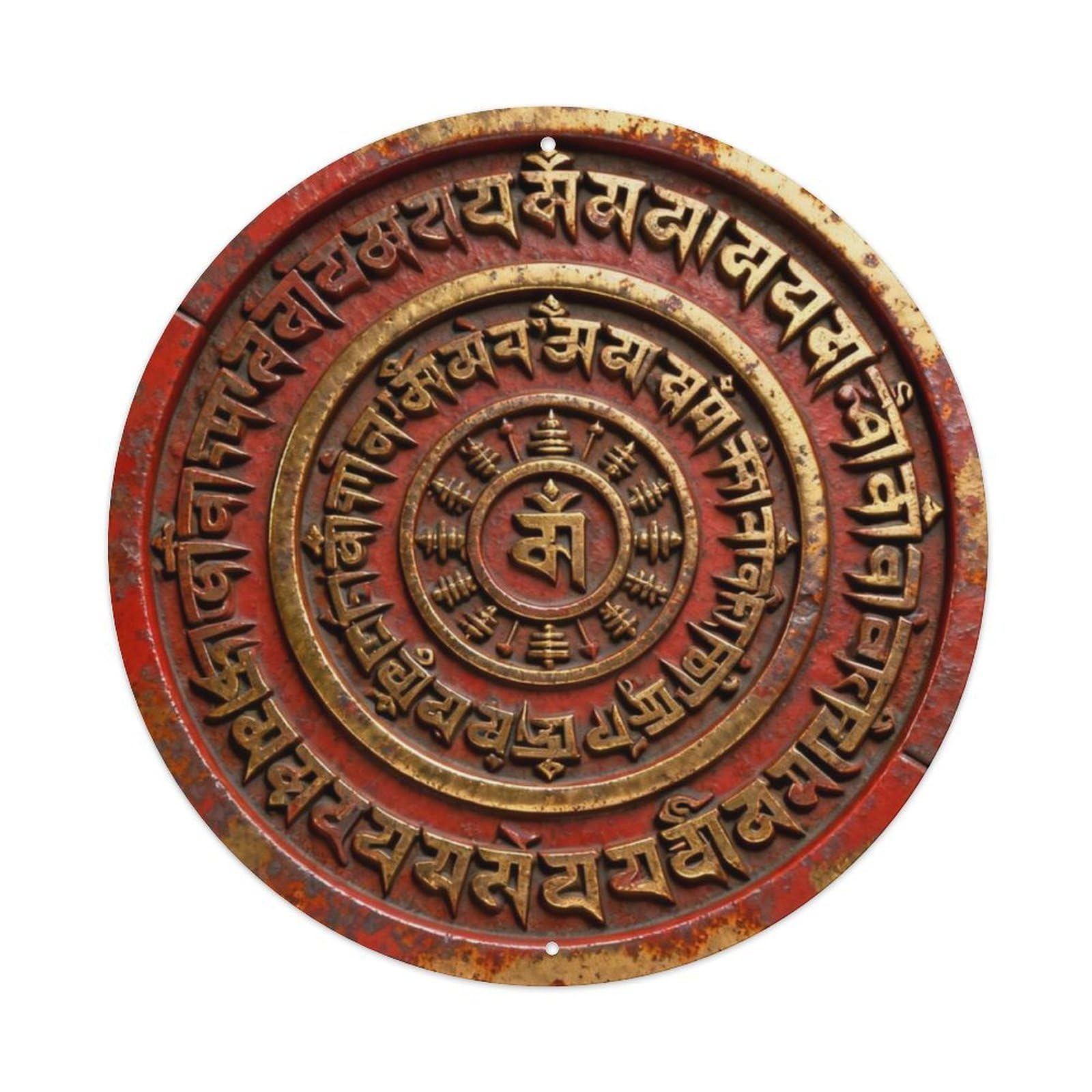 Tibet Kalachakra Mandala Tibetan Rune Metal Tin Sign Plaque