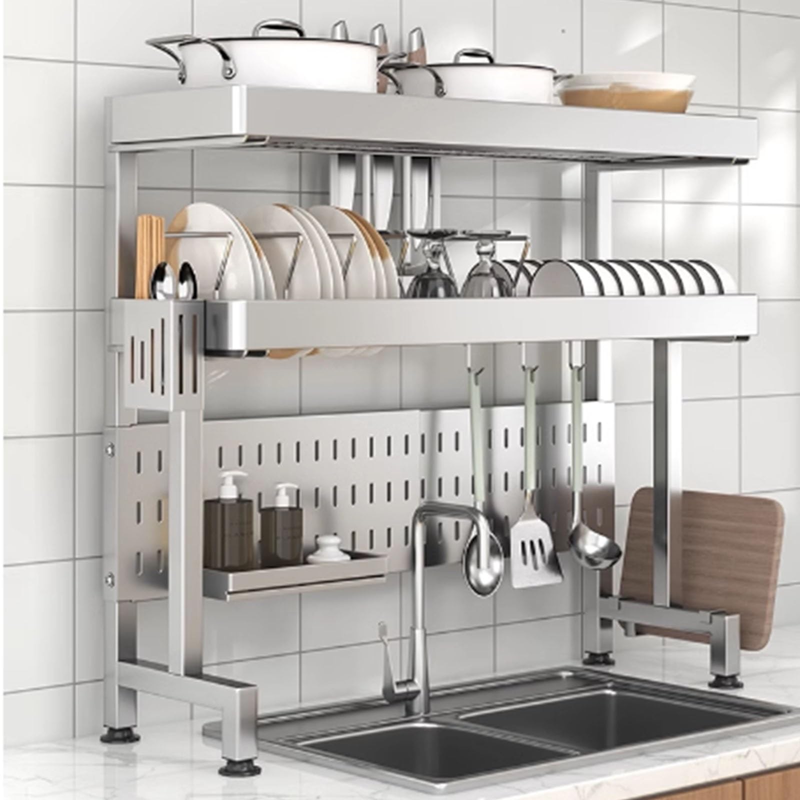 Égouttoir à vaisselle réglable et extensible pour grand comptoir de cuisine