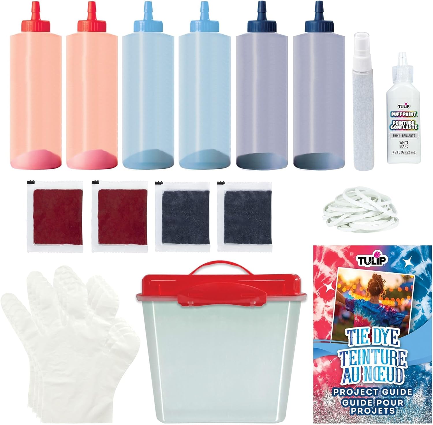 Tulip One-Step Tie-Dye USA Party Mega Value Kit, 74-Piece - Patriotic Red White & Blue Tie Dye Set for Fourth of July & Memorial Day