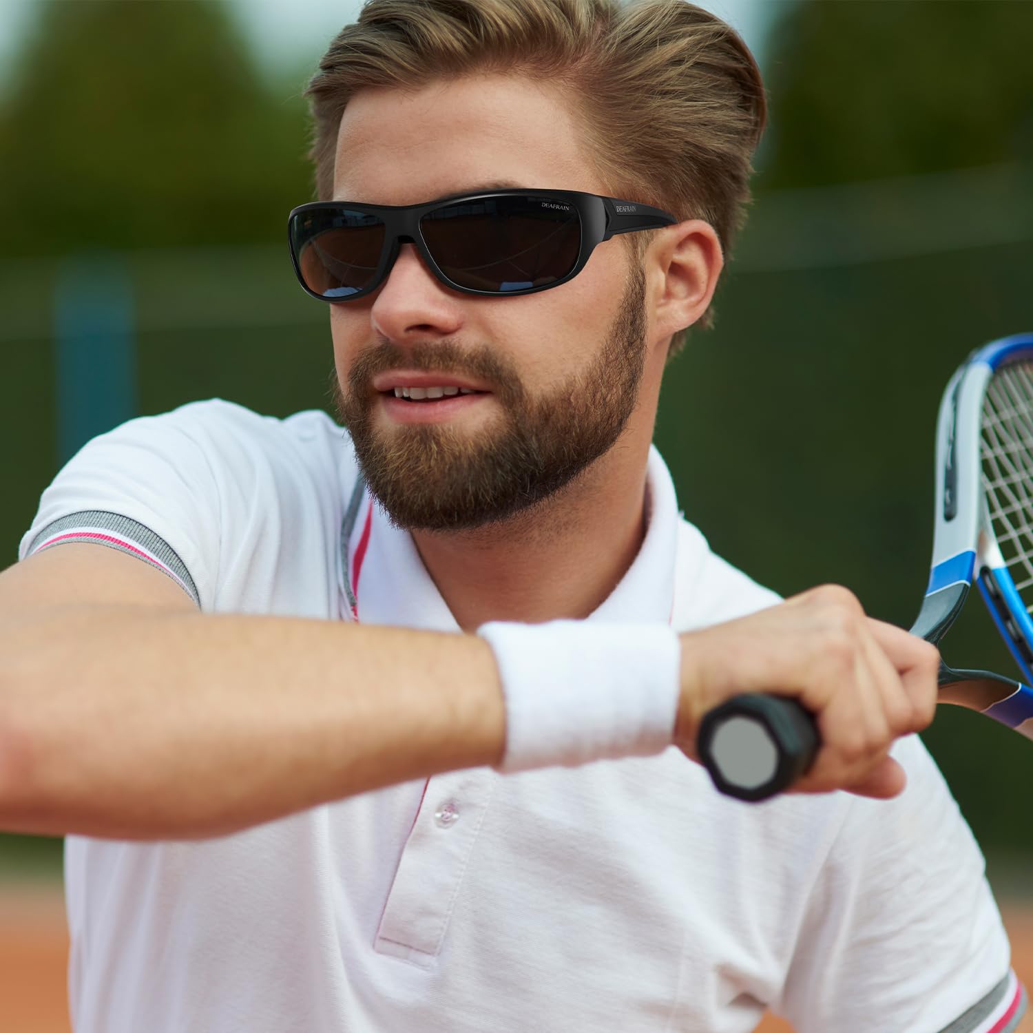 Spolaryzowane sportowe okulary przeciwsłoneczne dla mężczyzn i kobiet, wędkarstwo, jazda samochodem, jazda na rowerze, bieganie, Rama: czarny matowy Kolor: niebieski lustrzany