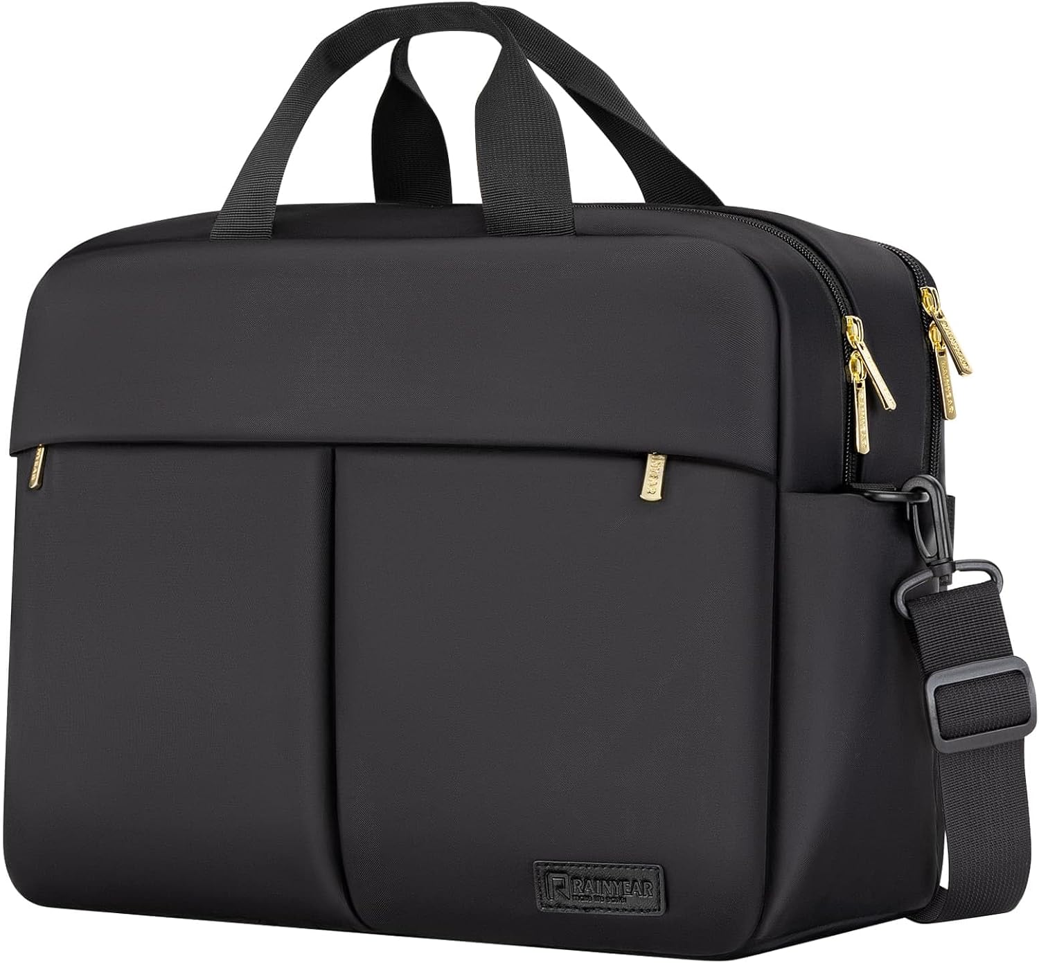 RAINYEAR Travel Duffel Bag with Cup Holder & Laptop Compartment for Women Men, Compatible with 15.6 Inch Laptop PC, Large Capacity Protective Weekender Business Gym Travel Work Shoulder Bag, Black