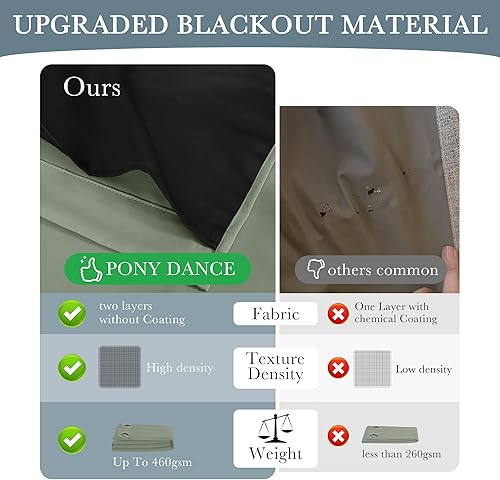 Miniatura 4 de Pony Dance Cortinas 100% opacas, cortinas gruesas de doble capa de bloqueo de luz, cortinas opacas con aislamiento térmico y reducción de ruido para