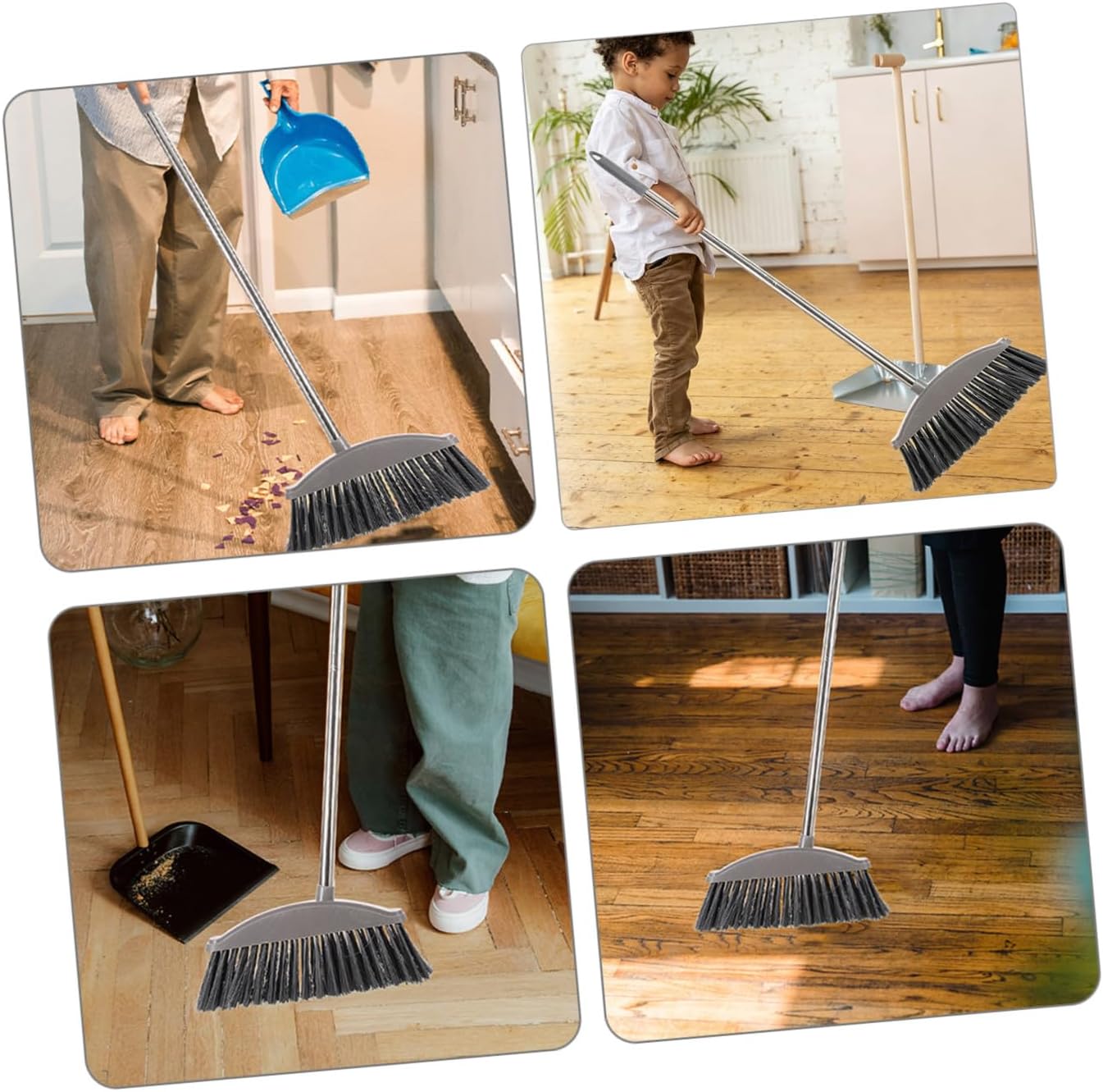 2pcs Heavy Duty Stainless Steel Broom Set for Household Cleaning Long Handle Extra Thick Suitable for Indoor and Outdoor Use Efficient Trash Sweeping