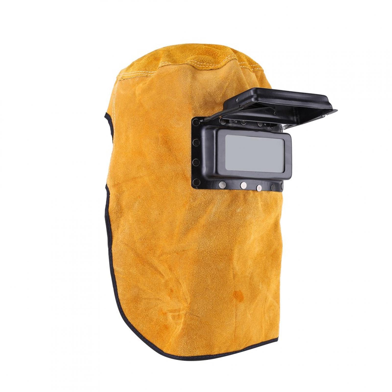 Cagoule de Soudure en Cuir, Masque en Cuir de Bonne qualité Masque de Soudeur Auto-Obscurcissant Portefeuille Lentille de Protection Confortable & Résistant à la Chaleur