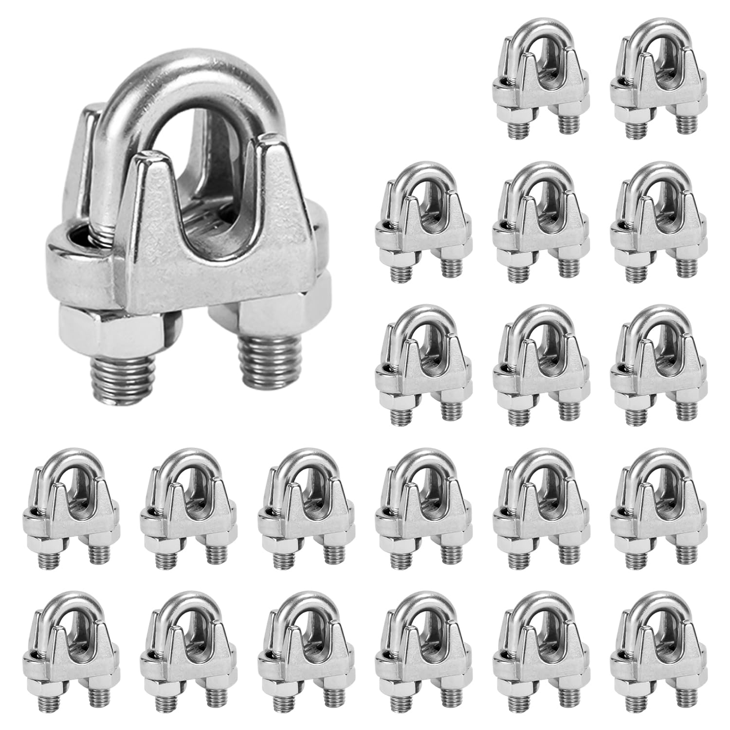 20 Piezas De Mandriles De Cable, Abrazaderas De Cable De Acero Inoxidable, Sujetadores De Sillín con Pernos En Forma De U, Adecuados para Muebles, Tuberías De Seguridad Y Equipos De Gimnasia.