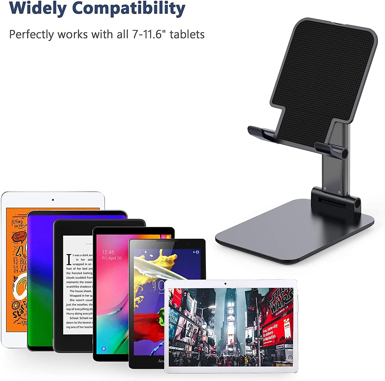 Yoozon Foldable & Adjustable Tablet Stand, [2021 Updated] Compact Desktop iPad Stand Holder Cradle Dock Compatible with Phones, iPad, Samsung Galaxy Tabs, Kindle, Nintendo Switch(13’’ Max) (Black) : Electronics