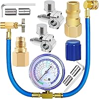 Vista 1 de Manguera de recarga de freón para refrigerador con kit de medidor-A/C R134a R12 R22, válvula de retrofit universal, con válvula BPV31 Bullet