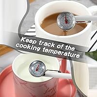 Vista 4 de Xuhal 6 piezas de termómetro de cocina de acero inoxidable con vástago largo de 5 pulgadas y esfera de 1 pulgada, termómetro para leche, espuma