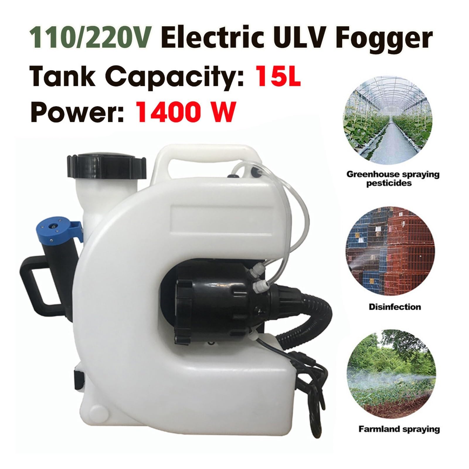 Opryskiwacz Elektryczny, 15L 1400W Super-C plecak elektryczny opryskiwacz ULV, zimny zamgławiacz Ultra rozpylacz ogrodowy maszyna do zamgławiania na zimno