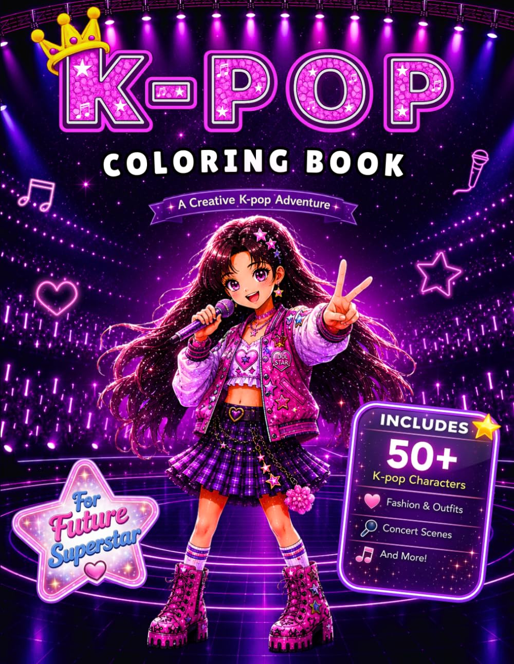 K-Pop Coloring Book:: Build Your Own Idol Group | A Creative K-Pop Adventure with Fashion, Concerts & Cute Characters | Fun Gift for Girls & Teens
