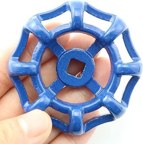 Miniatura 3 de Manija redonda de la rueda del grifo exterior del hierro fundido, manguera babero grifo de agua 0.236x0.236 in, azul