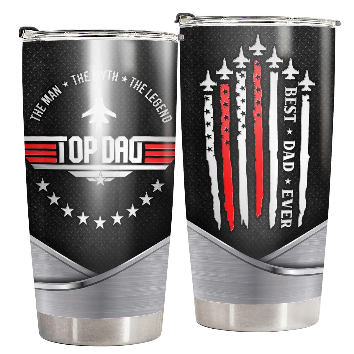 34HD34HD Airforce Gifts, Pilot Dad Tumbler with Lid 20 oz Stainless Steel, Best Dad Ever Mug, Army Navigation Birthday Gifts for Daddy, Men, Grandpa, Husband