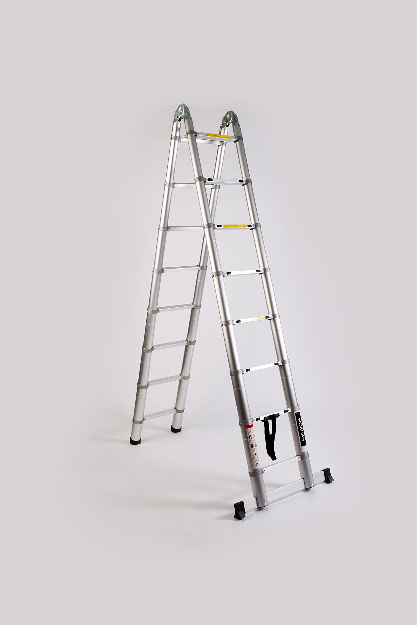 Scala Con Anelli in Alluminio 5.0m Alu Doppia Telescopica Estensibile di Transporto Multiposizione Pieghevole Multifunzione Multiuso in Alluminio AK5+bag
