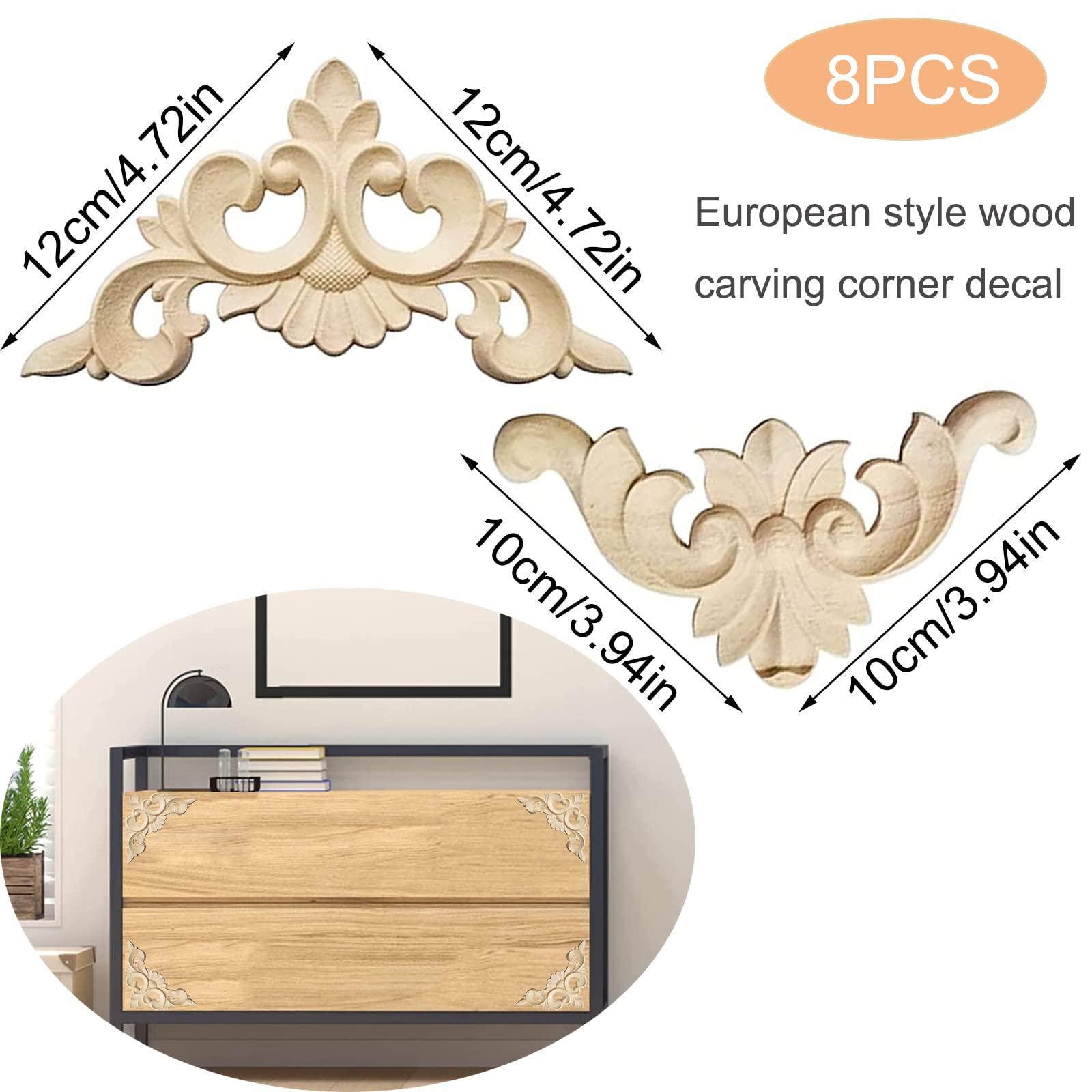 Liwein 4 stks Houtsnijwerk Decal Hout Gesneden Lange Applique Onlay Onlay Ongelakt Meubels Deur Houtsnijwerk Decoratie Voor Kasten Ramen Kasten Spiegels Meubels