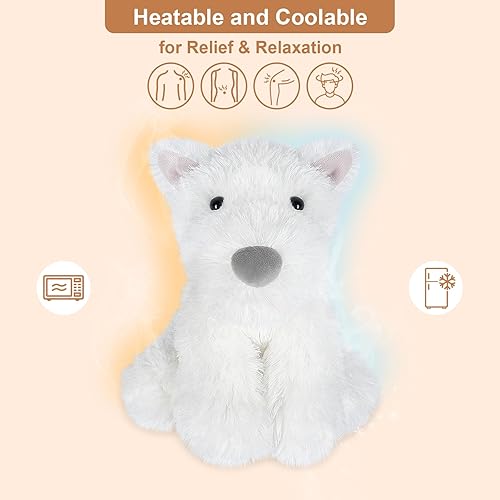 Miniatura 2 de Warmable West Highland White Terrier - Peluches térmicos para perros de peluche para microondas para calambres y dolor, cachorro Westie de lavanda