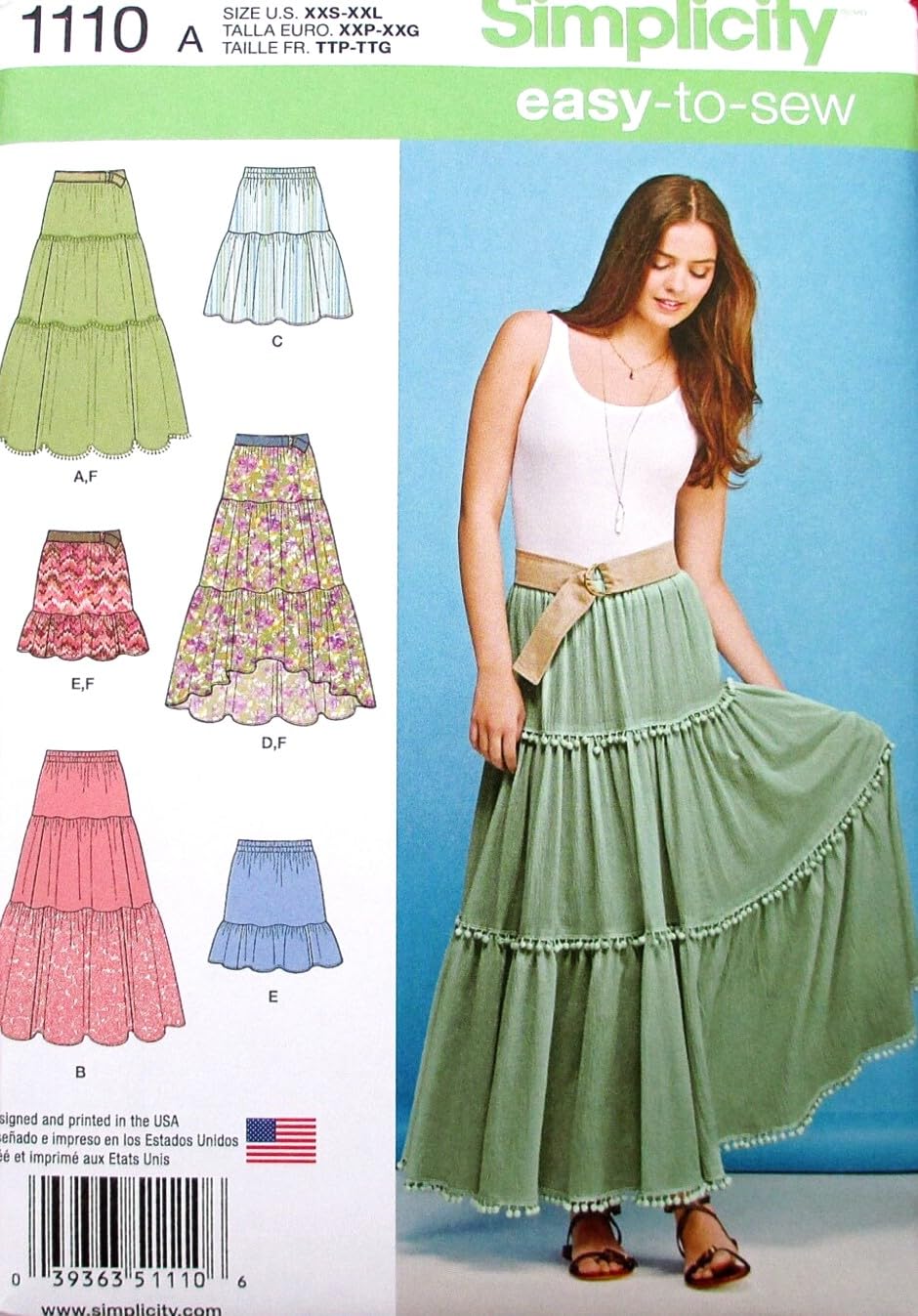 Simplicity Ladies Easy Sewing Pattern 1110 Tiered Skirts in 6 Styles
