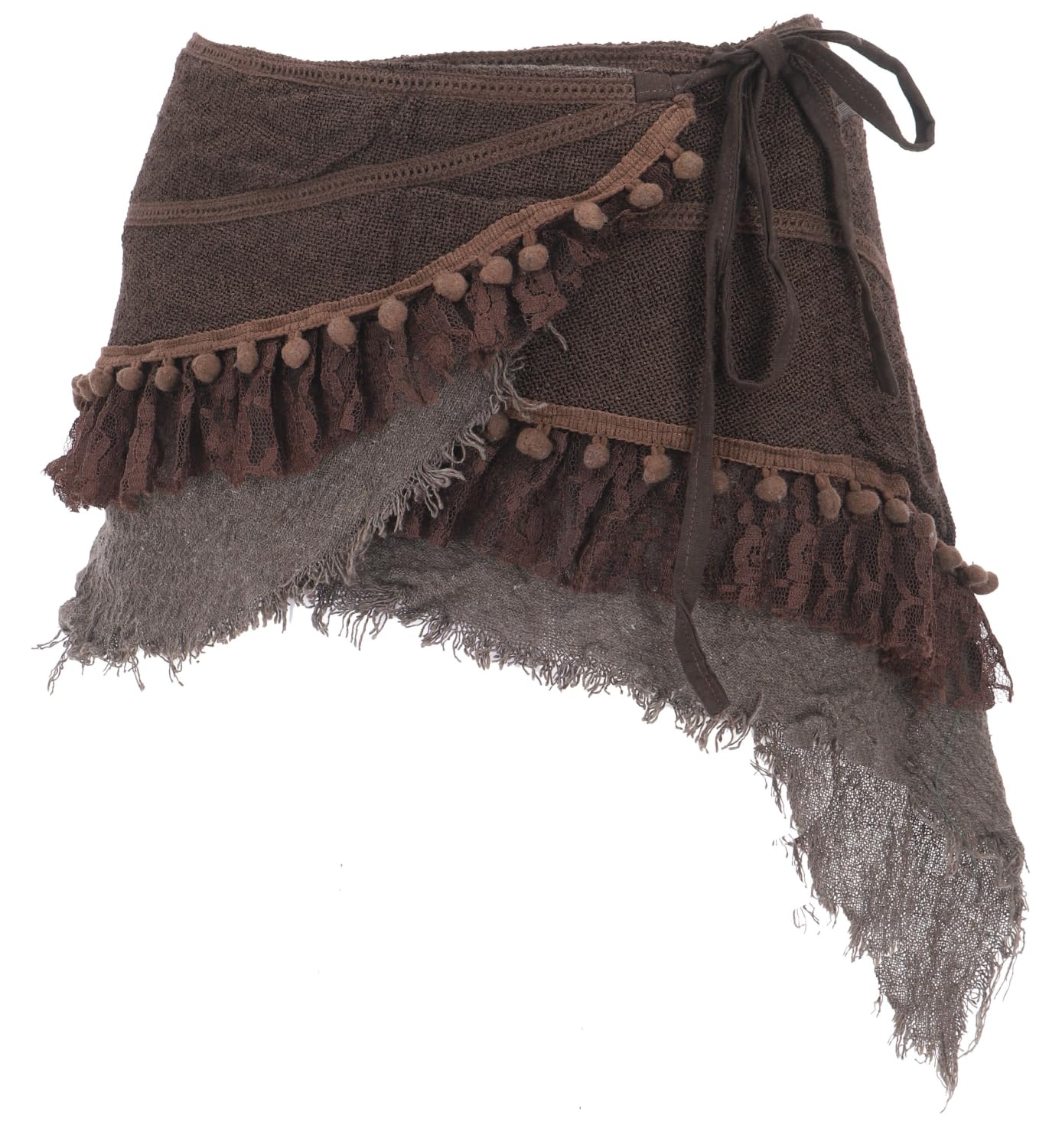 Goa Cacheur mit Spitze, Minirock, Wickelrock, Damen, Baumwolle, rostrot | individuelle Weitenanpassung, ideal für Frühling-Sommer, handgefertigt, mit Tasche